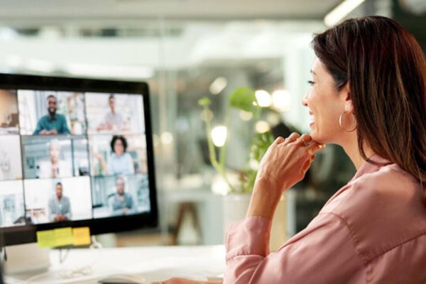 Estate agent in a virtual meeting