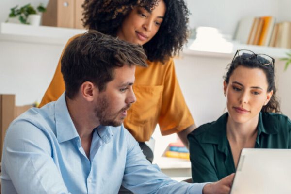 Estate agents working in an office
